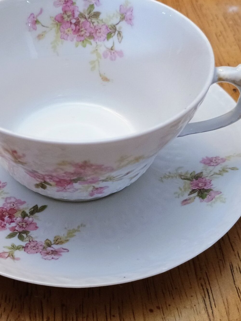 Vintage Haviland Limoges teacup and saucer set pink roses